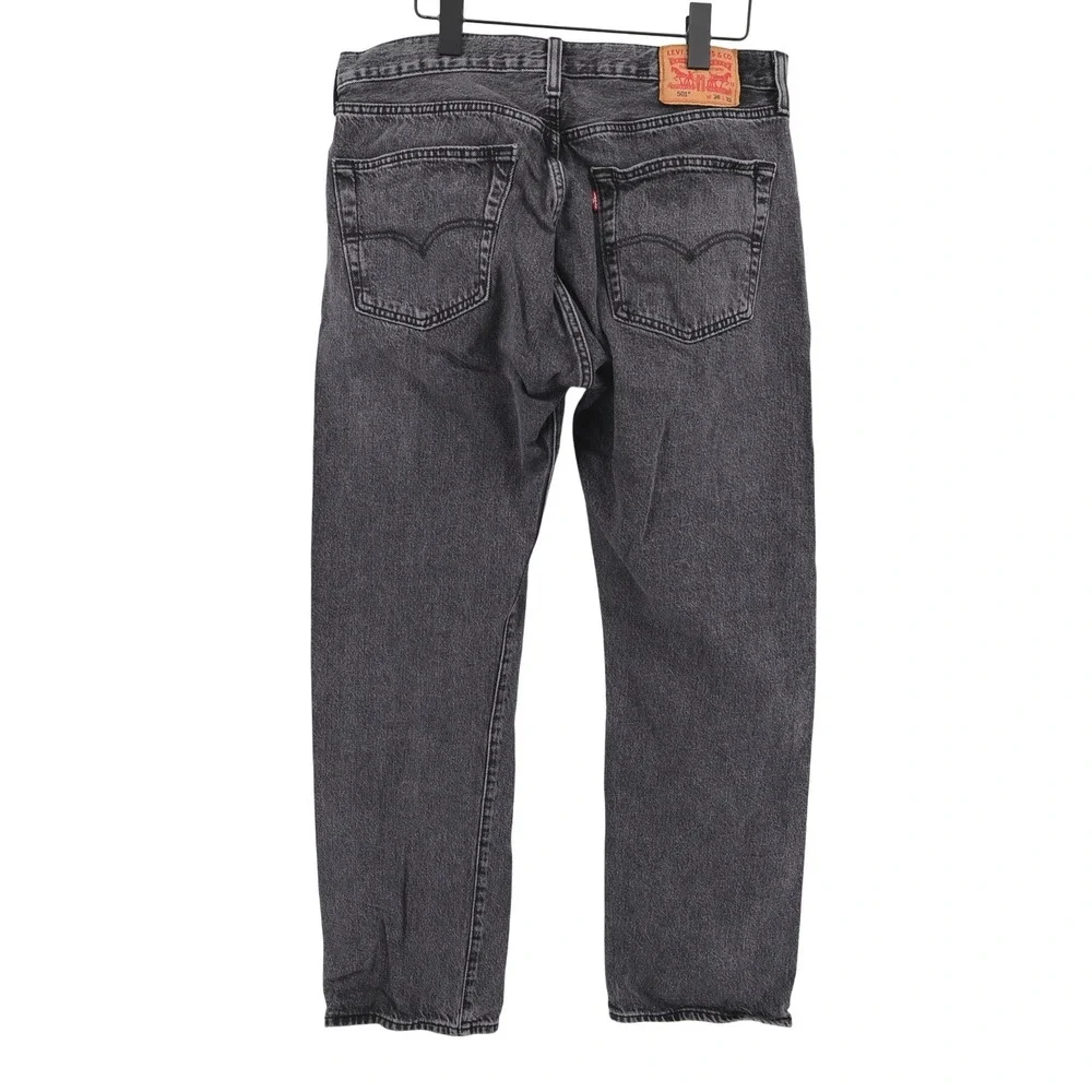Levis 501 Original Fit Button Fly Jeans Charcoal Black Mens 36x32 (Measures 31